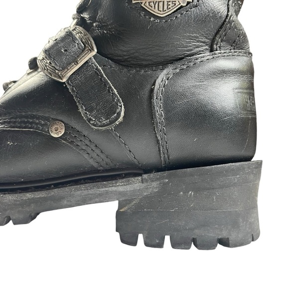 Harley Davidson Black Leather Moto Biker Boots - Picture 7 of 14